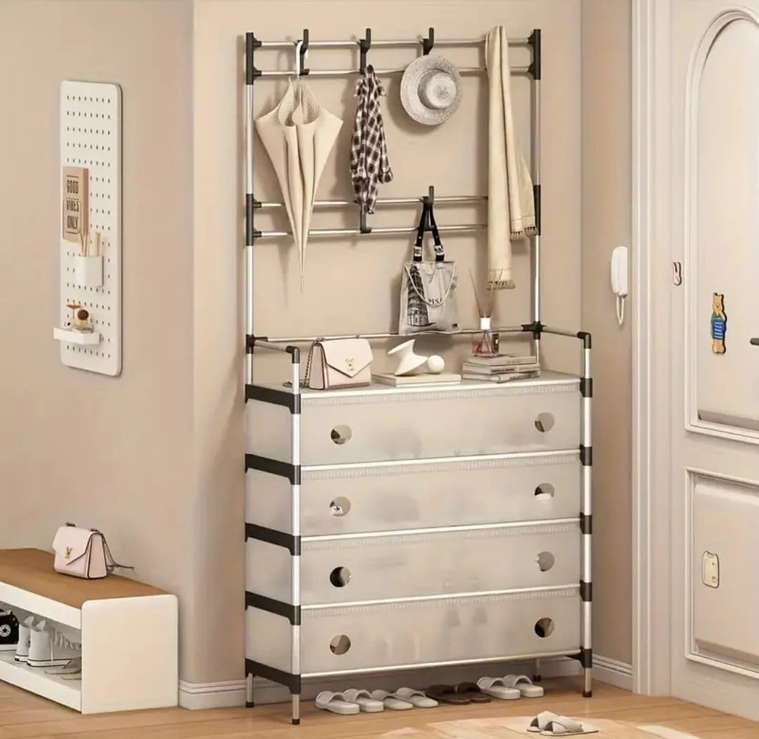 Organizador Multiusos 4 cajones zapatero + perchero